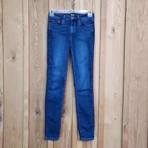 Paige Hoxton Ankle Mid Rise Skinny Cropped Jeans, Waist 24, Blue Wash Denim